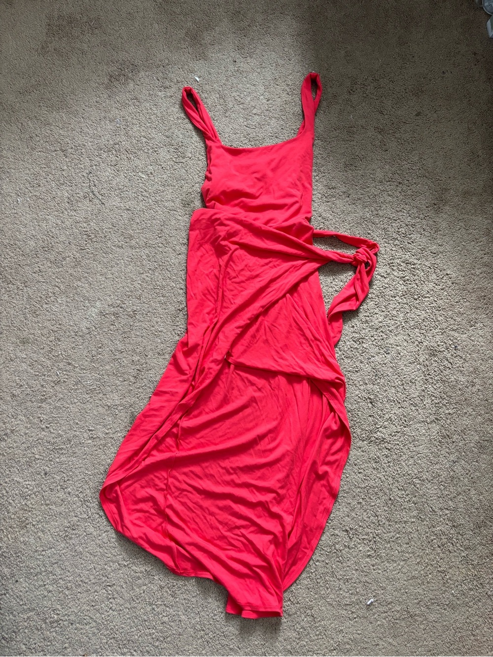 Aritzia Wilfred High-Low Maxi Dress in Bright Red